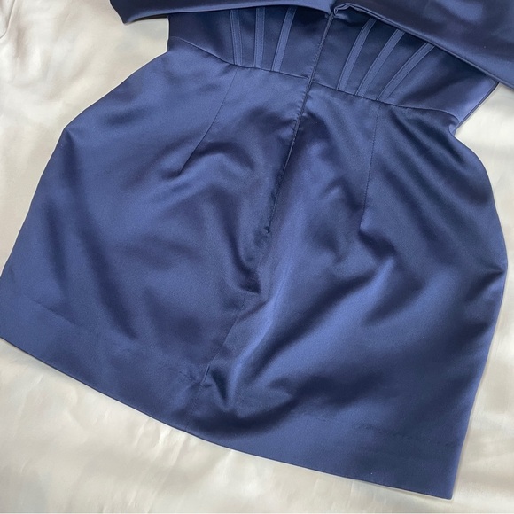 House of CB- NURUL Navy Satin Draped Strapless Dress Size XL Mini - Picture 10 of 12